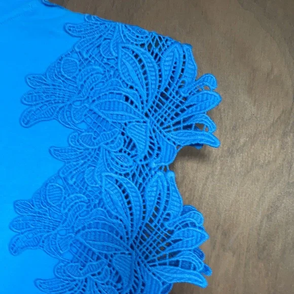 3/$45 Ella top floral crochet like detail top casual office boho summer spring M - Picture 9 of 17